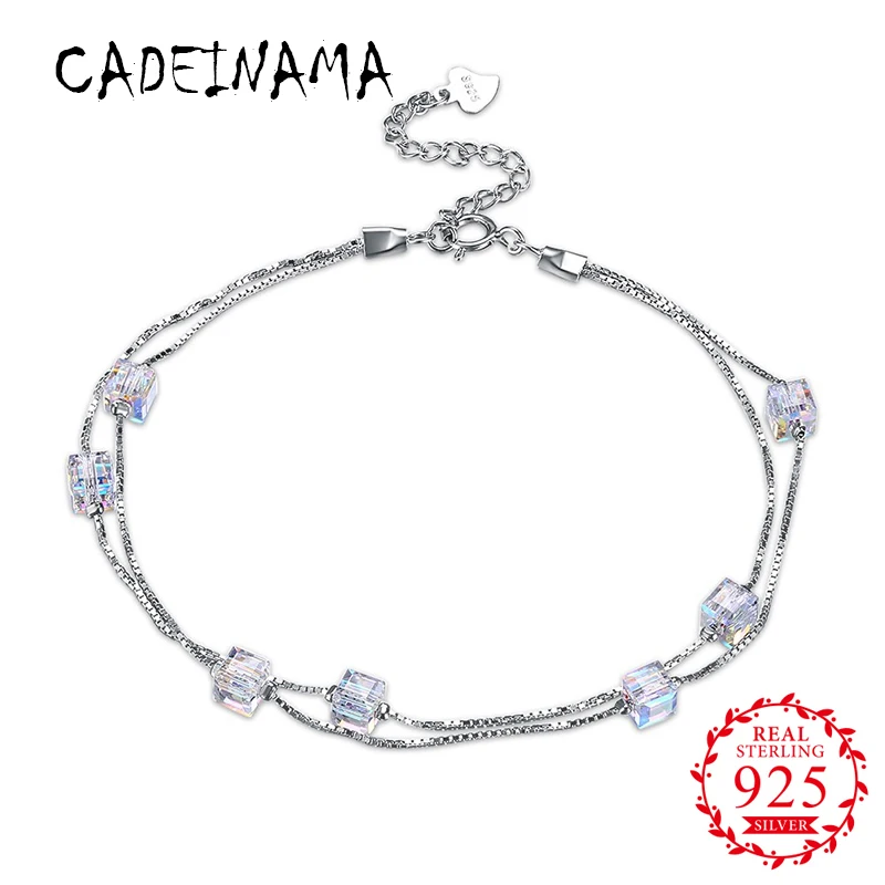CADEINAMA модный браслет из чистого серебра 925 пробы квадратный с австрийскими