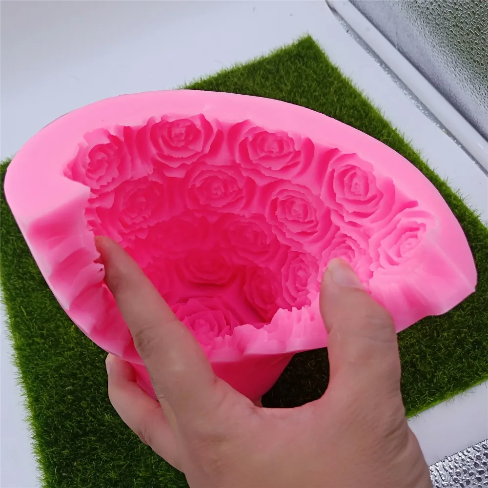 Силиконовая форма в форме цилиндра розы большого размера для украшения свечей 3D