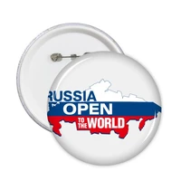 5pcs russia open to the world flag map round pin badge button decorate badges clothing patche kid gift brooche