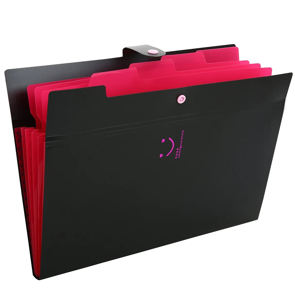

A4 Paper Carpetas Smile Waterproof File Folder Office File Document Bag Organizers Index Holder Card Holder Fastener 150 Sheets