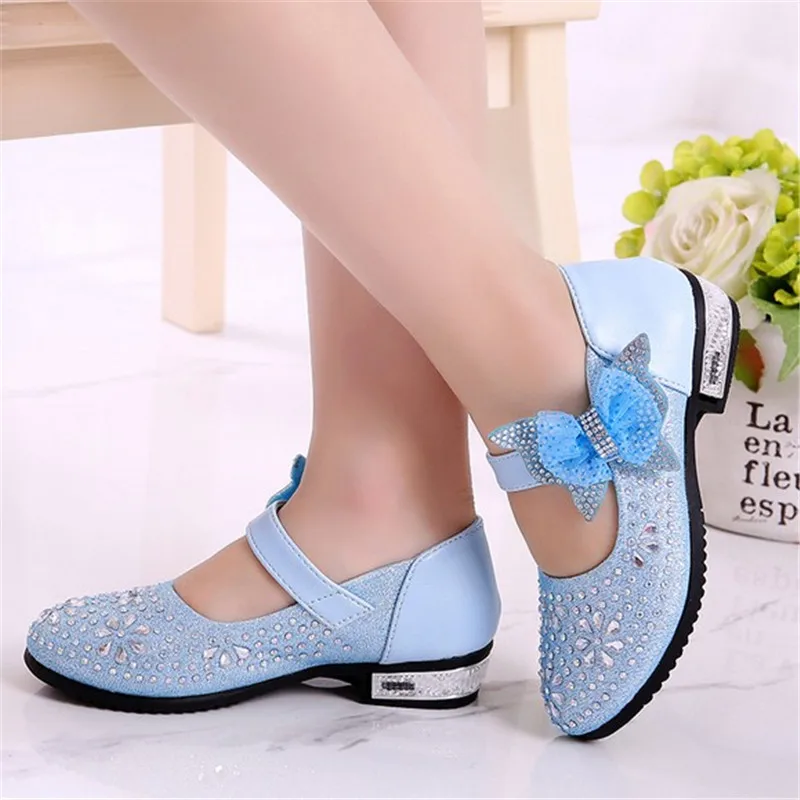 WEONEWORLD/Новинка 2018 года детская модная кожаная обувь для девочек со стразами и