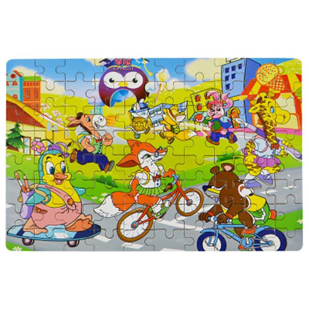 Деревянный Развивающий Пазл игрушечные лошадки с ведро для хранения детей Happy