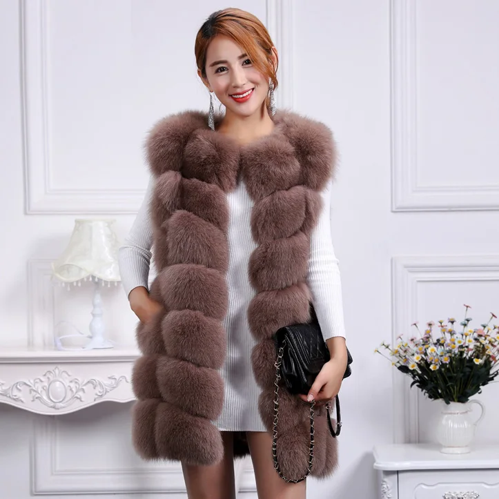 Fur coat female winter whole skin fox fur vest long Korean Slim thin women's clothing clearance special | Женская одежда