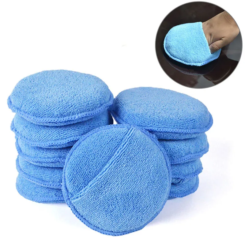 

New 1pc Microfiber Wax Applicator Pad 5" Diameter with Finger Pocket Polish Car Wax Apply Remover Buff Pads
