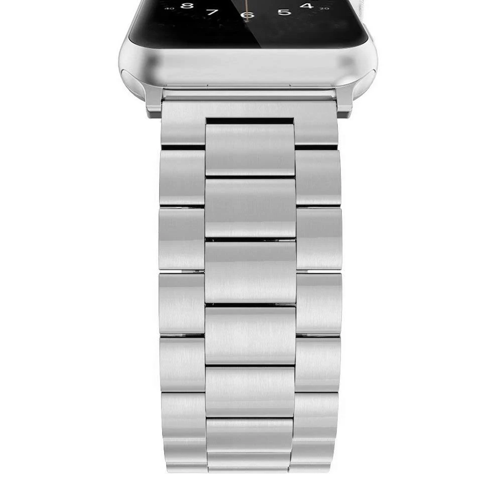 Металлический браслет из нержавеющей стали для Apple Watch, ремешок 40 мм, 44 мм, браслет с пряжкой, сменный ремешок для iWatch, ремешок серии 38 мм, 42 мм - Цвет ремешка: Silver