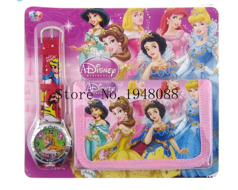 10 шт./лот мультфильма принцесса часы Дети смотрят с Кошелек Высокая qualtiy Новый