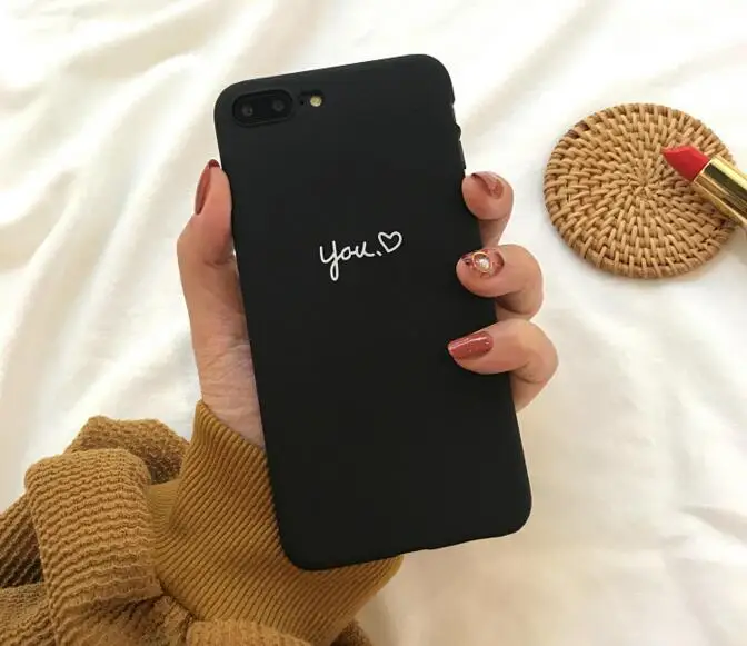 MYSUN Pink Me Black You love Heart shape Lovers PC жесткий чехол для телефона Fundas Coque для iphone 6 S 7 7Plus 6 S 6Plus 8 8Plus X