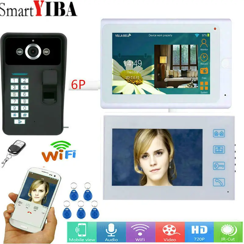 SmartYIBA 7 &quot2 белых монитора проводной/беспроводной Wifi видео дверной звонок Домофон