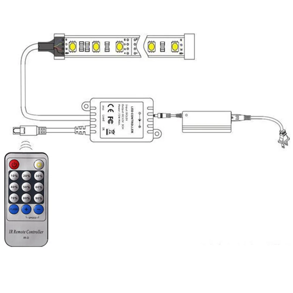 14Keys Single Color LED Controller DC 6A 5V-24V IR Remote Dimmer for 2835 5050 3528 SMD Strip Lights | Лампы и освещение