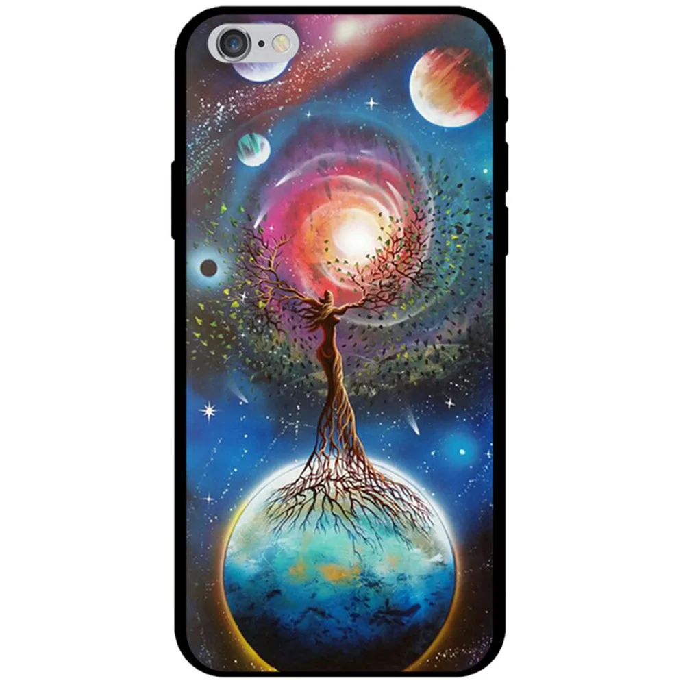 Мода милый мультфильм черное небо для iPhone 6 6S Plus Мягкие силиконовые ТПУ Iphone x 7 8