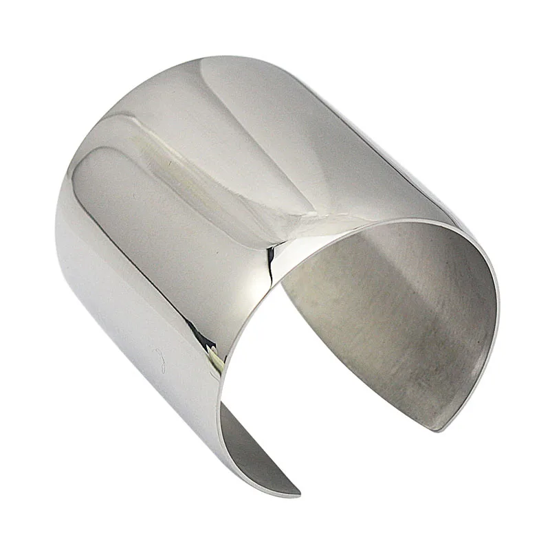 Fashion 316L Stainless Steel Cuff Bracelets and Bangles Silver Color Shiny Femininas Wide Big Hot Sale Bijoux For Women | Украшения и