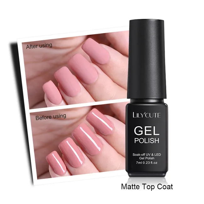 Matte Top Coat LILYCUTE канарейка желтый оранжевый УФ-гель для ногтей цветное покрытие замочить от длительного ногтей Гель-лак для маникюра дизайн ногтей гель - Цвет: Matte Top Coat