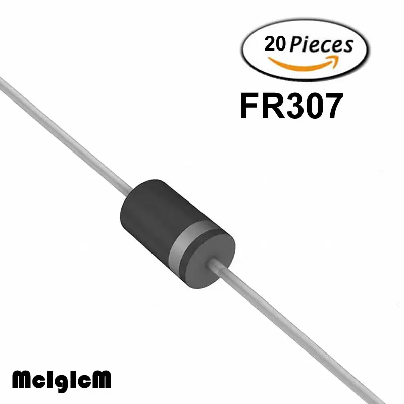 MCIGICM 20 шт Выпрямитель Диод 3A 1000V DO-27 FR307 | Электронные компоненты и принадлежности