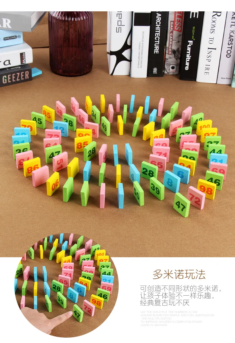 Wooden Toy Montessori Materials Abacus Counting Stick Educational Wood for Children 200 Dominoes | Юный математик