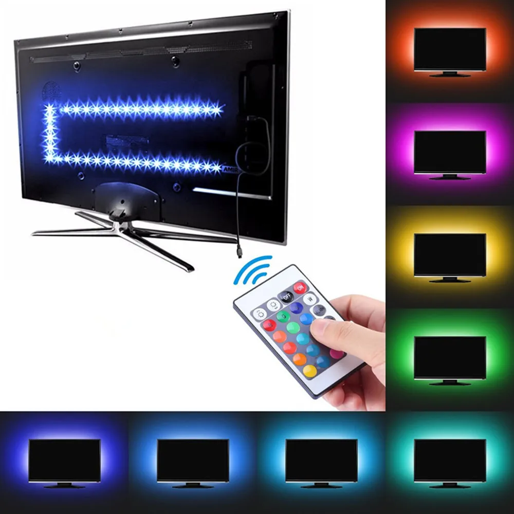 Светодиодная лента RGB с питанием от USB 5 В SMD 5050 гибкая Водонепроницаемая