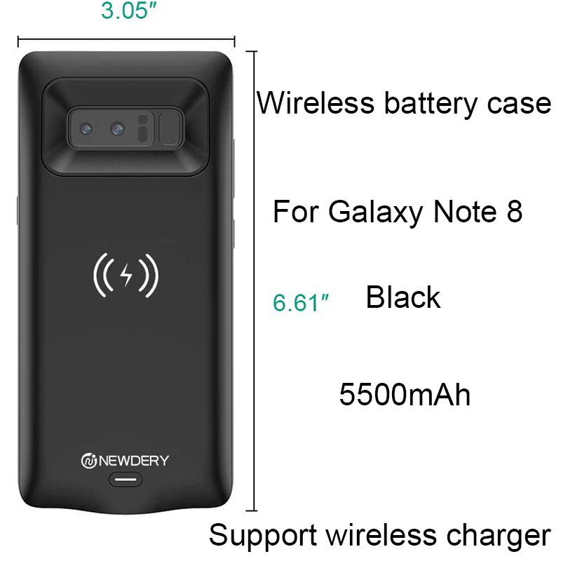 Чехол с беспроводным питанием для samsung galaxy Note 9, 5000 мА/ч, чехол с аккумулятором Qi, чехол с беспроводной зарядкой для samsung note 8, 5500 мА/ч