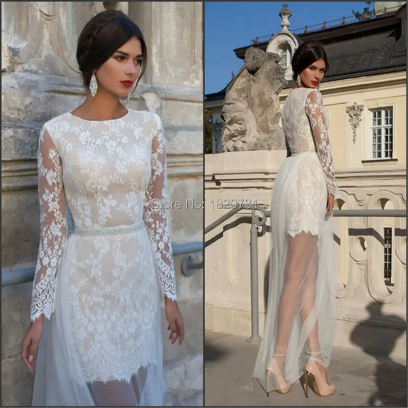 Белое платье для выпускного вечера 2020 кружевное с аппликацией Прозрачное