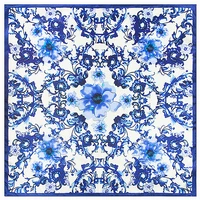 60cm 60cm new chinese style retro blue and white porcelain lady silk scarf small simulation