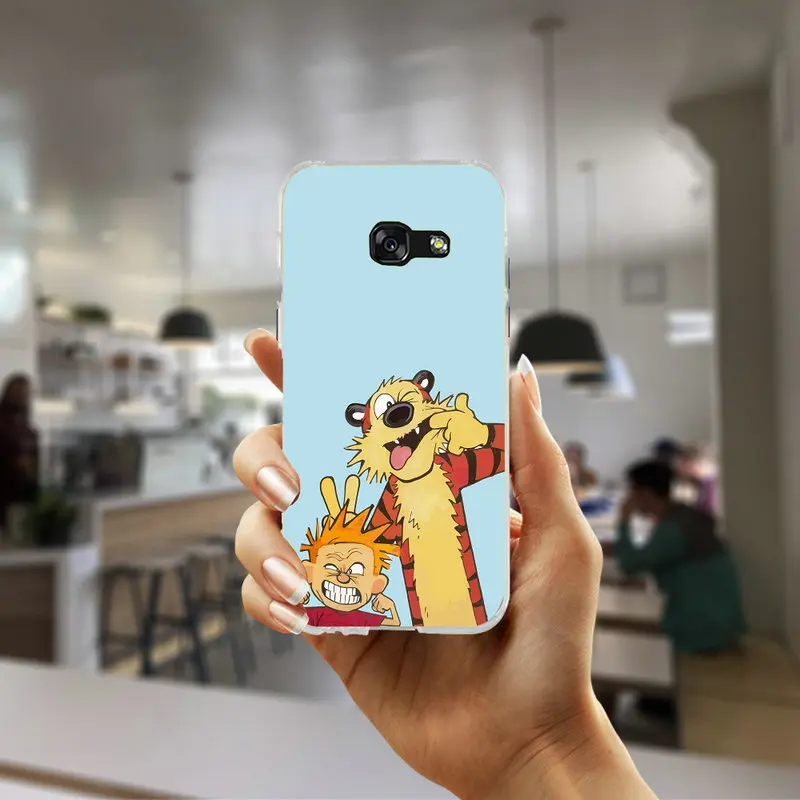 Soft TPU Silicone Transparent Cell Phone Cases Bags For Samsung Galaxy J1 J2 J3 J5 J7 A3 A5 A7 2016 2017 Shell Calvin and Hobbes | Мобильные