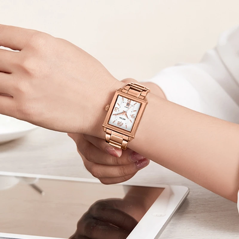 MEGIR Top Brand Fashion Women Watches Luxury Rose Gold Watch Stainless Steel Auto Date Ladies Lady Clock Reloj Mujer | Наручные часы