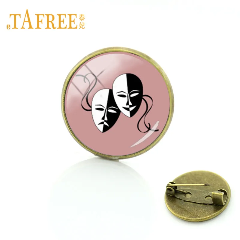 Винтажные Броши TAFREE для маскарада маски значок 20 мм стеклянные металлические