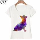 Я люблю чихуахуа в акварельной футболке, женская футболка, топы с принтом звезд и собак, новые женские футболки, милая женская футболка