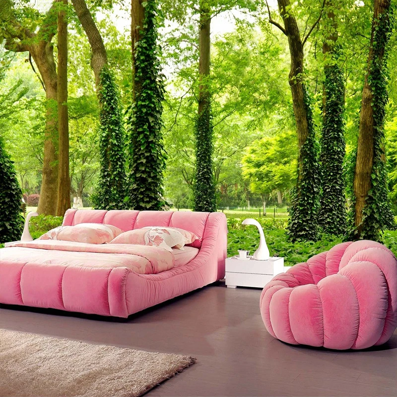 Настенные росписи по индивидуальному заказу 3D солома зеленый лес деревья