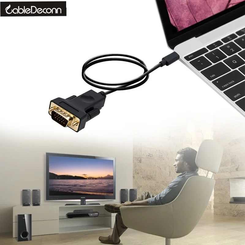 2017 горячий продукт USB C USB3.1 Type Thunderbolt 3 к VGA кабель черный 1 8 м для нового Macbook 2016 HTC10