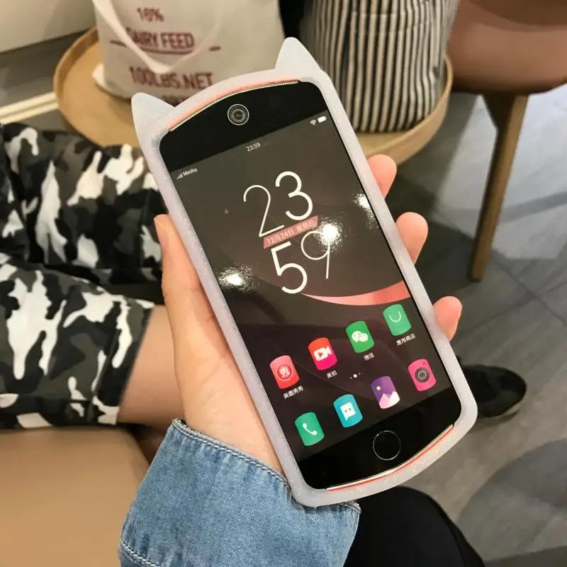 Милый 3D Блестящий бородатый чехол с кошкой для Meitu M8 M6 M6S M4 T8 мягкий силиконовый