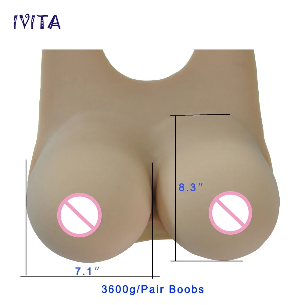 Реалистичная поддельная грудь IVITA 3600 г Suntan Искусственные Силиконовые формы для
