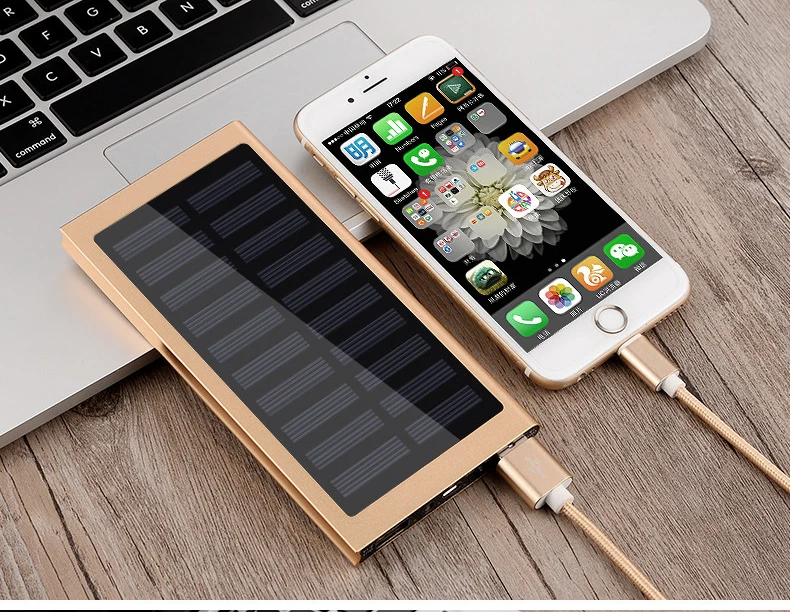 Новый тонкий металлический 20000 мАч солнечный power Bank портативный внешний