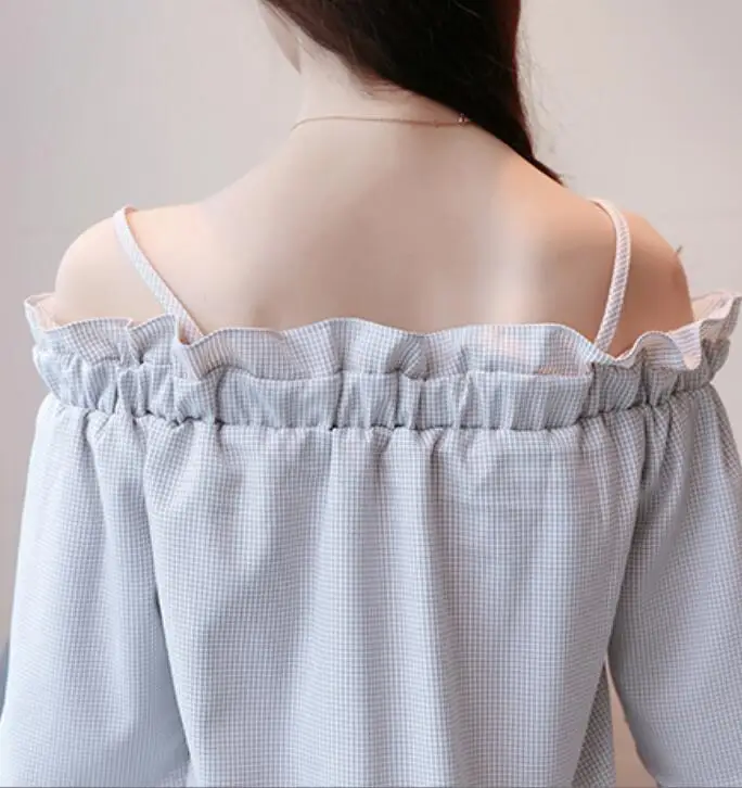 

2019 New Fashion temperament shoulder shirt with a shoulder and a wild chiffon Women shirt