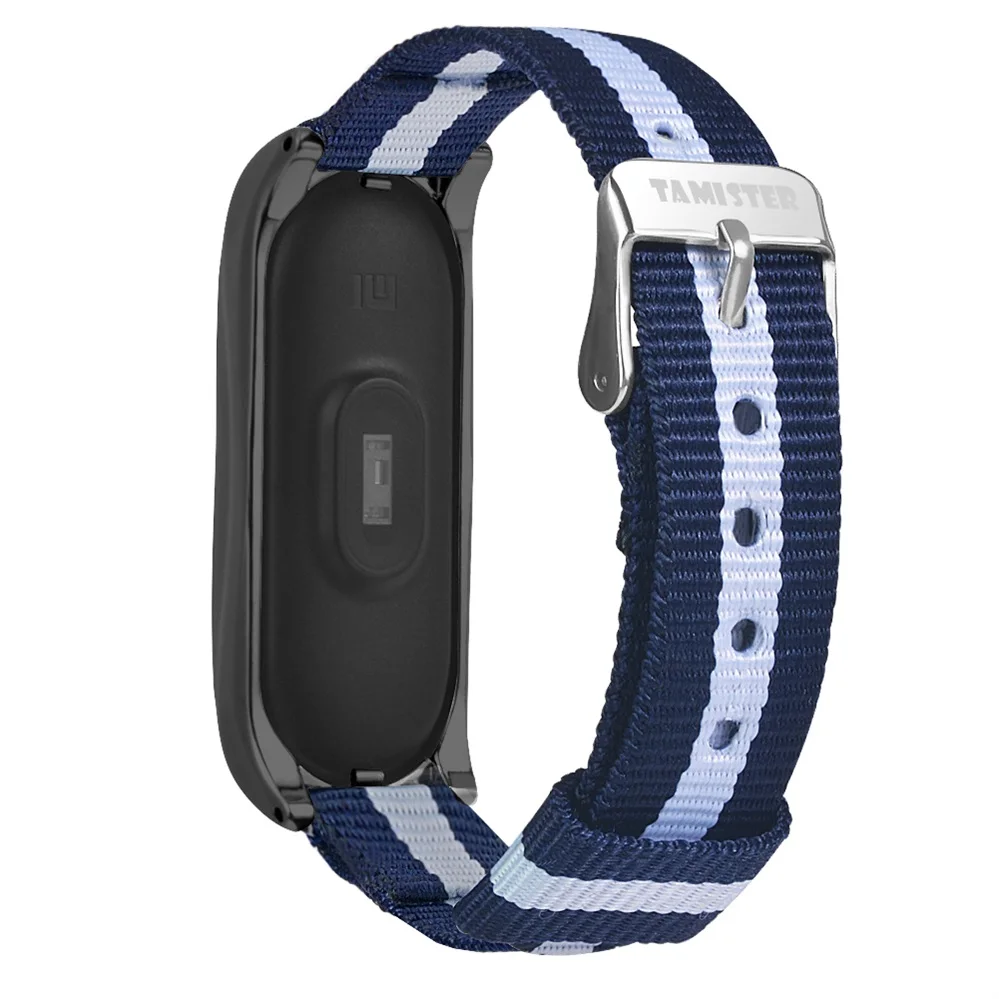 Ремешок для Xiaomi Mi Band 4 нейлоновый холщовый браслет металлический чехол 4/3