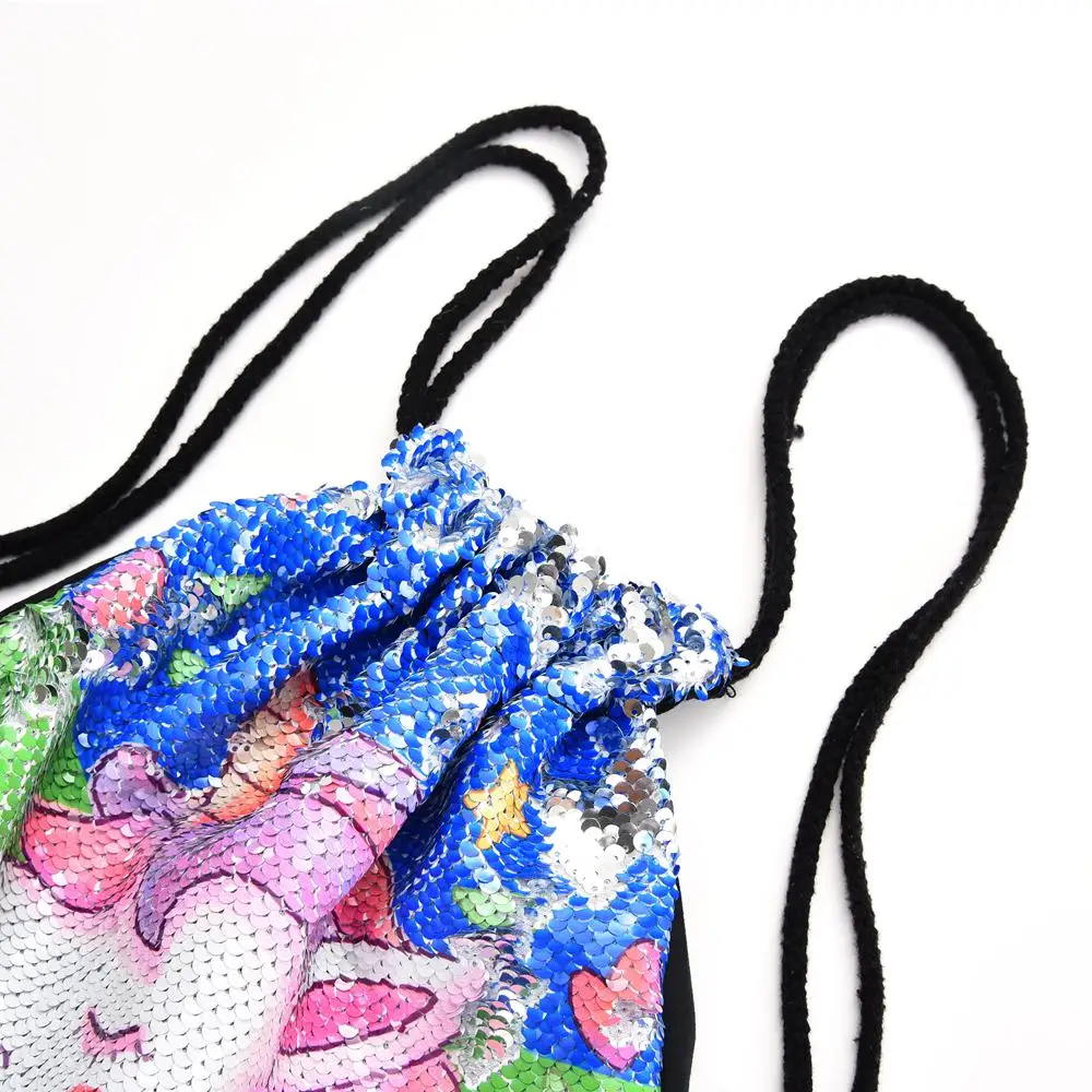 Unicorn Sequin Backpack Drawstring Bag for Girl School Kids Mermaid Horse Draw String Bags | Unisex Backpacks
