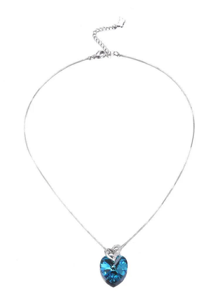 Женское Ожерелье Warme Farben с кристаллами Swarovski, хорошее ювелирное изделие, ожерелье с подвеской в виде голубого сердца, подарок на день Святого Валентина