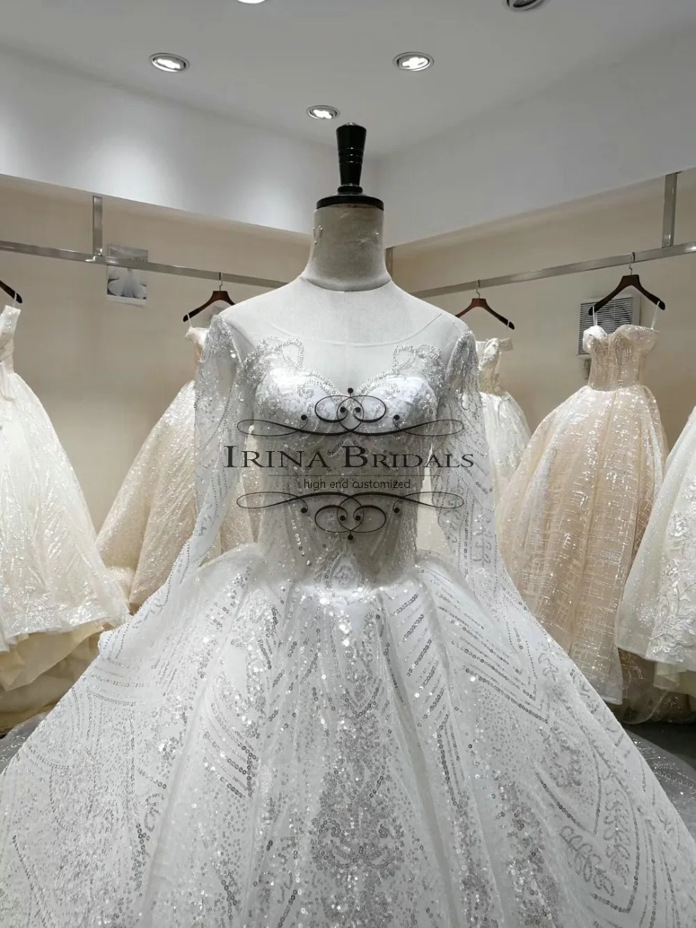 Роскошное блестящее свадебное платье hochzeit с длинным рукавом 2019 | Свадьбы и