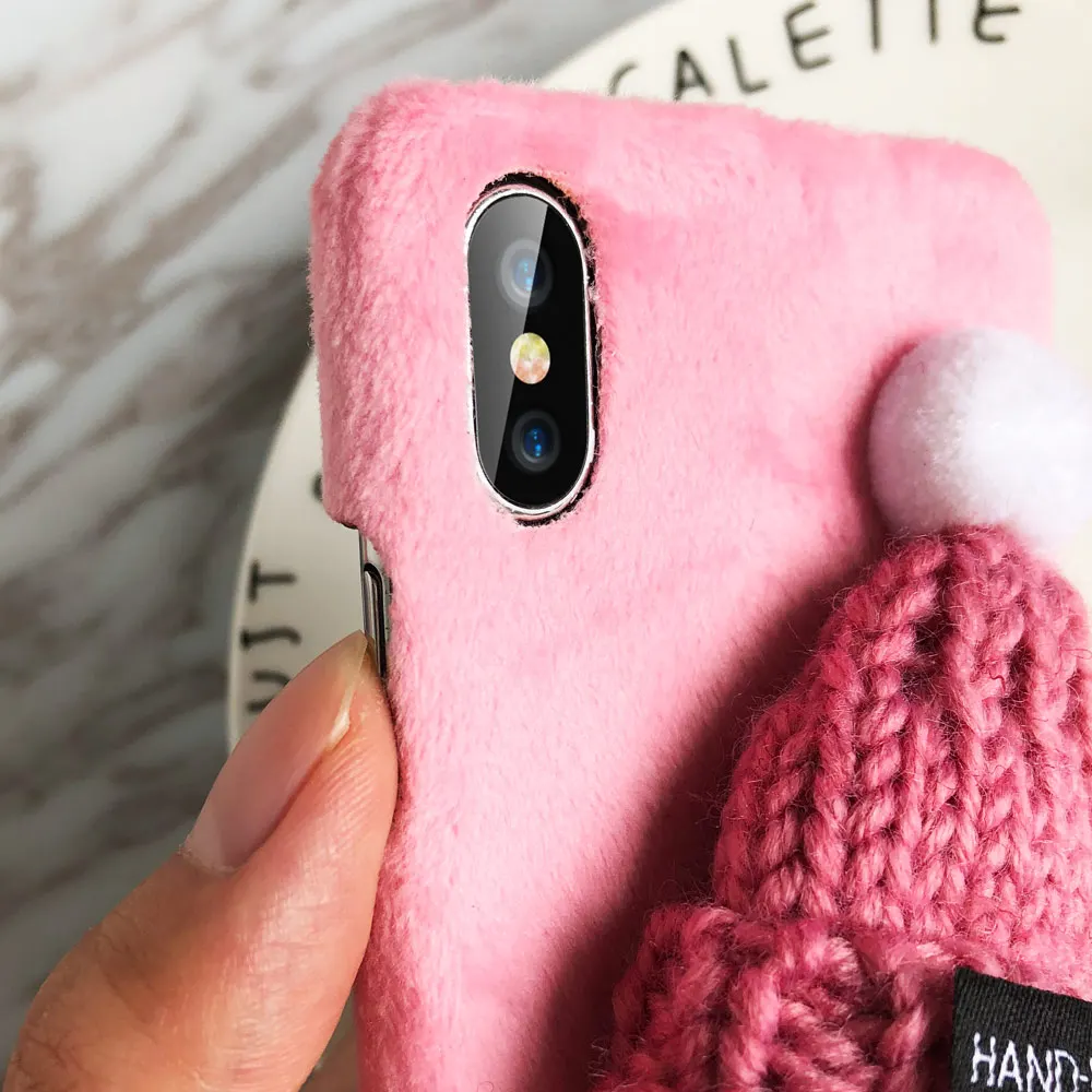 Чехол IER зимний чехол для телефона iPhone X XS Чехлы MAX XR вязаная шапка 8 7 6 6S 5 5S SE теплые