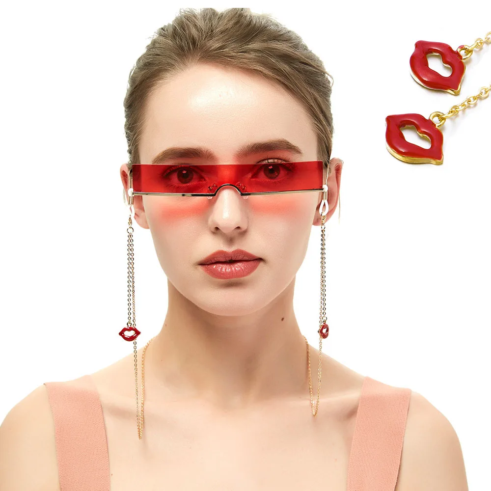 

1pc/10pcs/lot Copper Alloy Gold Chains Red Lips pendent Sunglasses Eyewears Neck Cord Holder Eyeglass chains retail wholesale