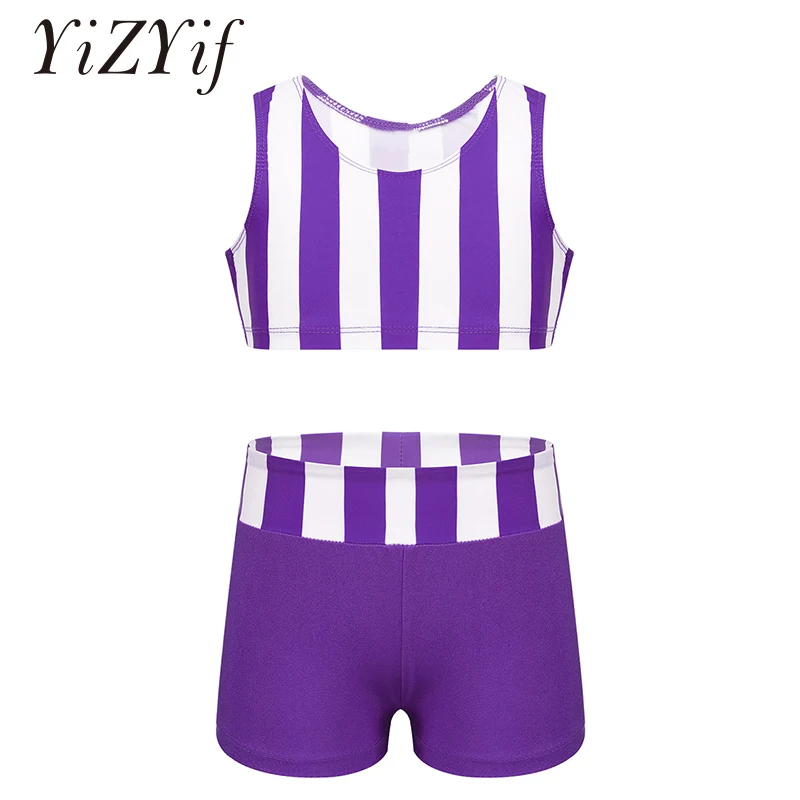 Детские Балетные танцевальные костюмы для девочек спортивный костюм полосатый