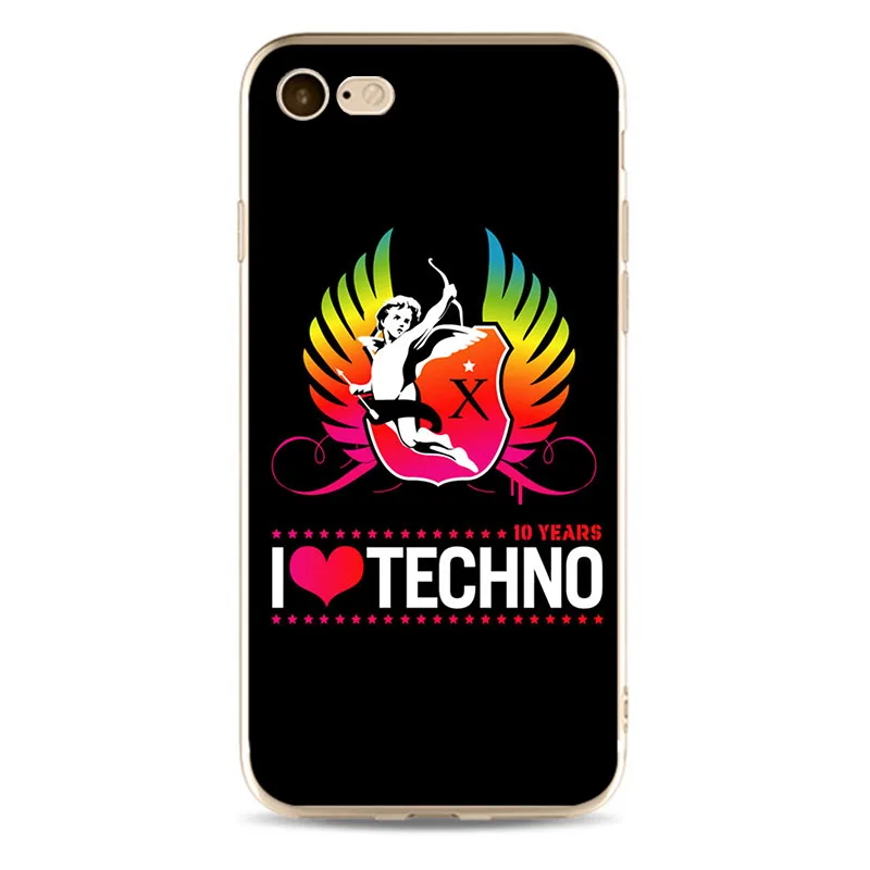 Чехол I Love Techno из мягкого силикона 2018 чехол для телефона ТПУ iPhone 5 5C 5S SE X 6 6S 6plus 7 7plus 8