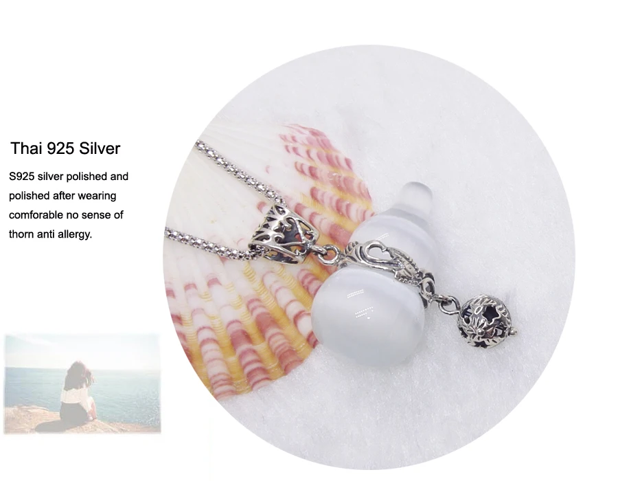 Подвеска Lucky Silver из 100% настоящего серебра 925 пробы с белым опалом|pendant with stone|pendant