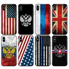Черный чехол из ТПУ для iphone 5 5s SE 2020 6 6s 7 8 plus x 10 XR XS 11 pro MAX, чехол с российским американским британским флагом и государственной эмблемой