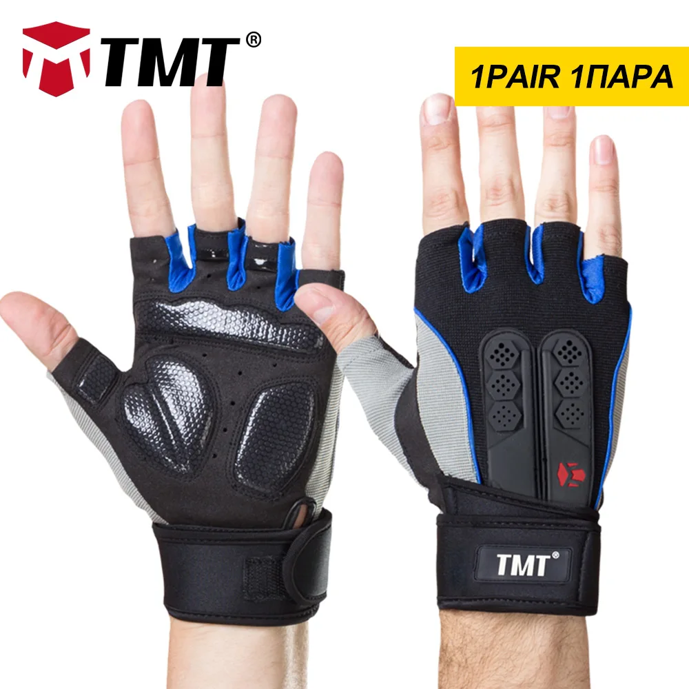 Black TMT Силиконовые Противоскользящие Дышащая Мешхед Удлиняется повязку Тяжелая Атлетика Фитнес Гантели Тренажерный Зал Бодибилдинг Половины Пальцев Перчатки - Цвет: Black