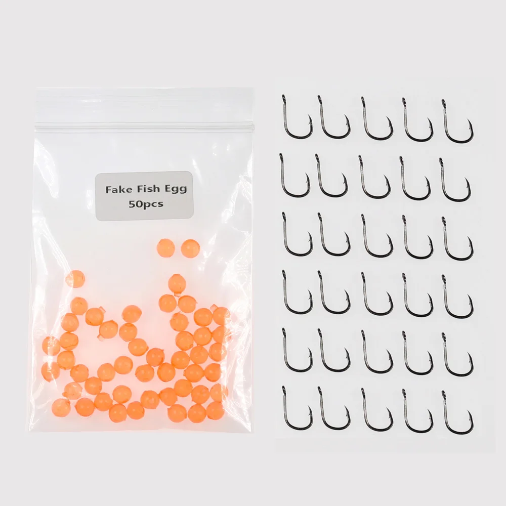 ORANGE WITH 30 HOOK Bimoo 50 шт./пакет 4 мм реалистичный лососевых рыб яйцо Fly для тройного крючка приманки с флюоресцентной розовый, оранжевый, красный - Цвет: ORANGE WITH 30 HOOK
