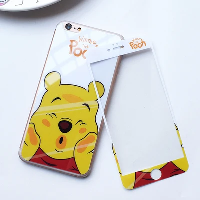 For iPhone X Cute Cartoon Tempered Glass Screen film ( Front &ampBack ) for 8plus 8 7 7p 6 6S 6p cartoon stitch glass flim |