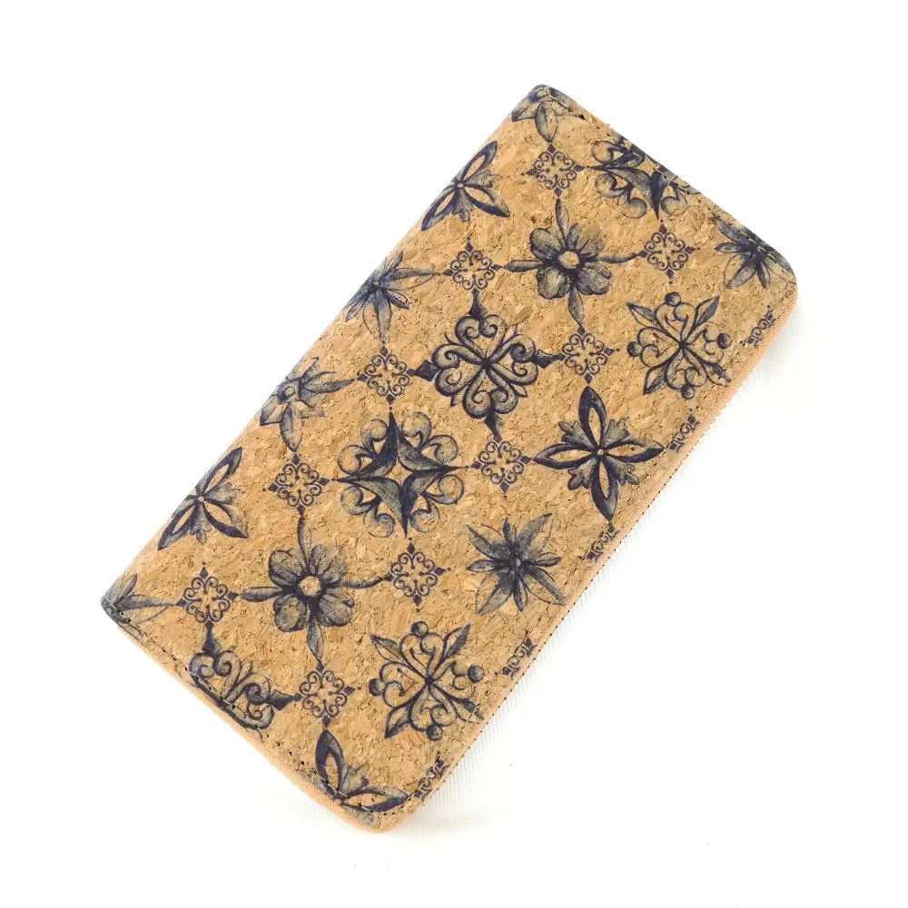 PORTUGAL TILE PRINT GENUINE CORK WALLETS WOMEN LONG WOODEN CARD HOLDERS | Багаж и сумки