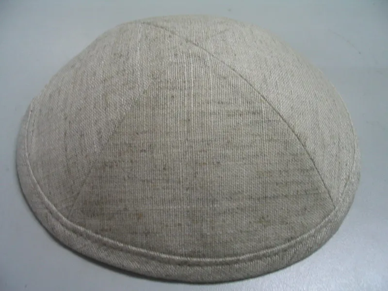 CREAM Льняная атласная сырая шелковая Роскошная еврейская кипа YARMULKE KIPPOT - Цвет: CREAM
