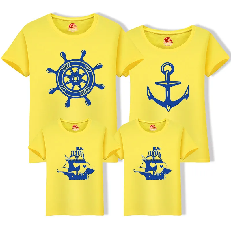 Для папы Мамы Одинаковая одежда для семьи мамы сына и якорем одинаковые футболки