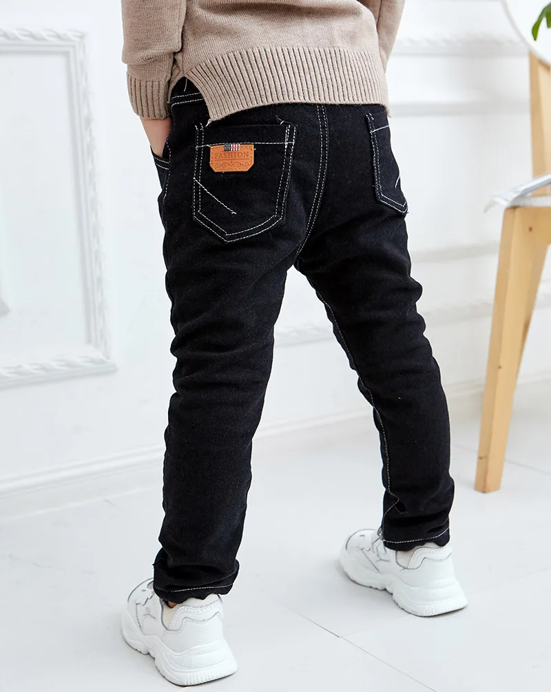 Winter Boys Denim Pants Warm Thin Thick Cotton Kids Sports Fleece Lined for Clothes Fashion Trousers | Мать и ребенок