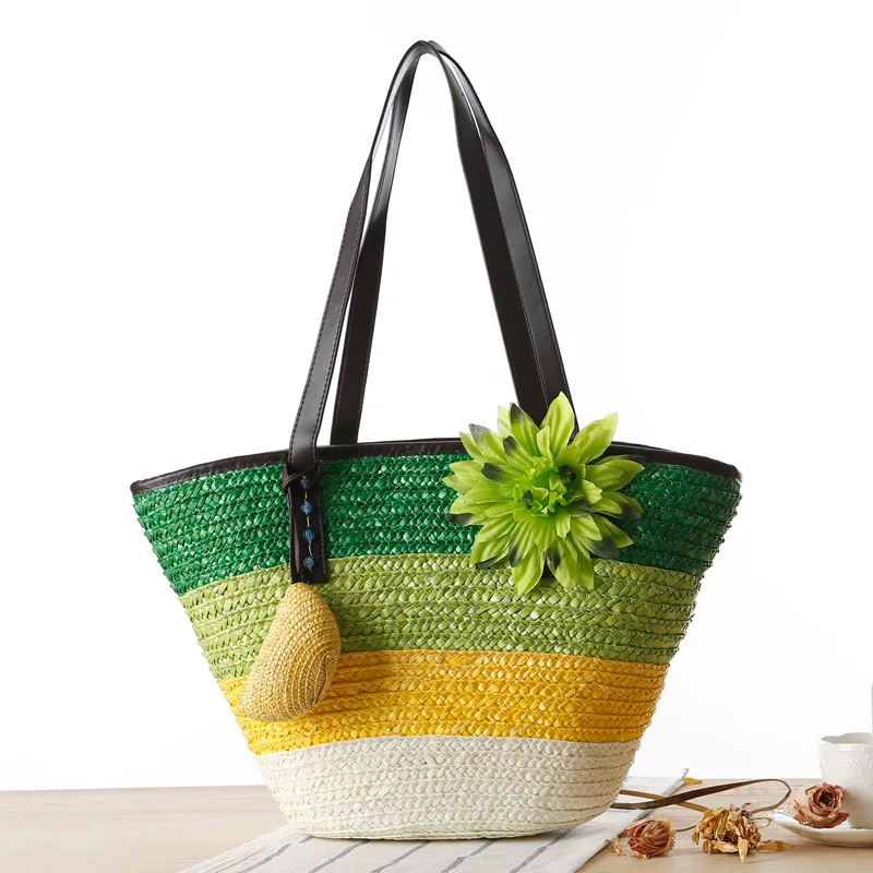 aliwood Trendy Flower Bohemian Wicker Women Beach bags Straw Bags lady Shoulder Bag Handbag Rattan Knitting Tote Bolsas Feminina